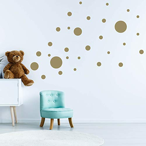 32 Kreise Set - Punkte Wandtattoo Wandaufkleber Sticker Aufkleber Rund Himmel (Gold)