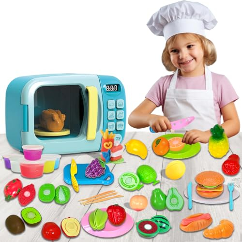 My First Electronic Microwave Oven Set Toy with Light Children Kids Play Toy