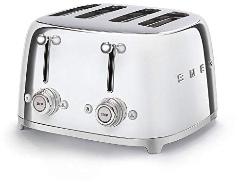 Smeg TSF03SSUK 4 Slice Toaster, Extra Wide Slots, 3 pre set programmes, Polished Stainless Steel