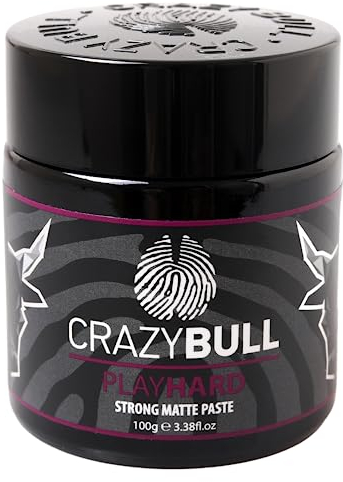 CRAZY BULL Play Hard 100ml – Mattes Texturpaste mit starkem Halt für Haare, langanhaltende Definition und Volumen, ideal für alle Haartypen, ohne Öl oder Alkohol