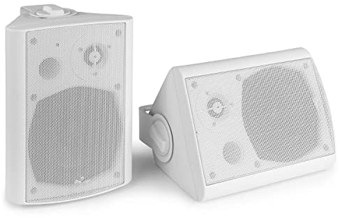 Power Dynamics BGO50 Enceintes Bluetooth 2 Voies 100 Watts, Blanches, Woofer 5,25, Livré par Paire avec Étrier de Fixation, Utilisation Intérieur Extérieur, Grille en Aluminium, Support de Montage