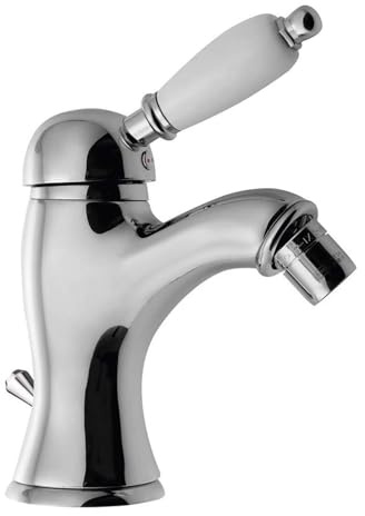 KIRKÉ WHITE BIDET-EINHEBELMISCHER MIT ABLAUFGARNITUR, WEISSER HEBEL, CHROM