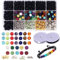 Lava Perlen 599 Stück Set Chakra Perlen, Abstandsperlen, Schwarze und Weiße Kristalllinien für DIY Freundschaft ätherisches Öl Armbänder,Ohrringe,Halsketten und Andere Schmuck Schaffen Mehrweg