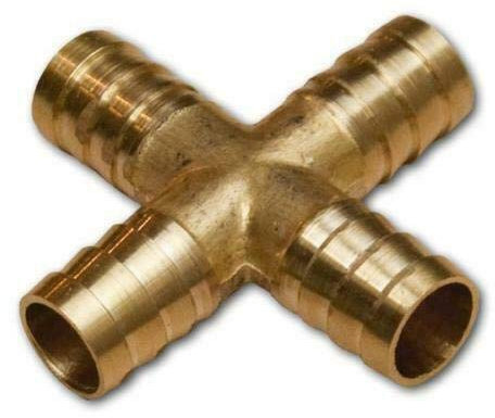 12.5 mm Brass Cross 4 Way Hose Joiner Barbed Splitter Connector Air Fuel Water Pipe