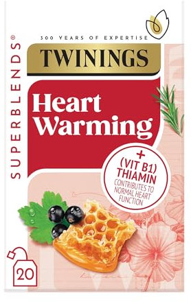 Twinings Superblends Heartea Tea - Blackcurrant & Rosemary Herbal Tea Infusion with Honey, Hibiscus & Vitamin B1 (Thiamin) - 20 x Biodegradable Tea Bags