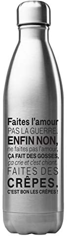 Gourde Isotherme Personnalisée 500 ml – Acier Inoxydable – Thermos Chaud/Froid – Bouteille Réutilisable Écologique – Cadeau Message amour/Je t'aime – Fabrication Française (N°4)
