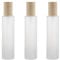 Leere, klare Milchglas-Flaschen mit Pumpenkopf und Bambusdeckel, nachfüllbar, für Make-up, Kosmetik, Emulsion, Essenz, Fläschchen, Spender für Creme, Lotion, Shampoo, Gel, Toilettenartikel, 60 ml, 3