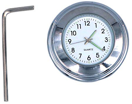 ANCLLO Auto-Armaturenbrett-Uhr, klassische kleine runde Tisch-Onboard-Quarzuhr mit beleuchtetem Licht,weiß