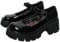 Women Chunky Platform Mary Jane Shoes Retro Buckle Strap Round Toe Flats Shallow Mouth Japanese Sweet Lolita Princess Shoes Black