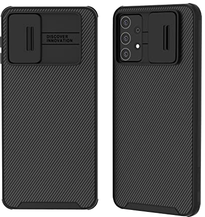 XTCASE Coque pour Samsung Galaxy A53 5G, Protection Caméra Étui avec Ultra Mince Coulisse Cache Objectif, Plastique Dur Housse Arrière Anti-Rayures Antidérapant - Noir
