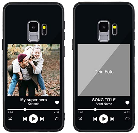 MXCUSTOM Personalisierte Handyhülle für Samsung Galaxy S9, Benutzerdefiniert Gehärtetes Glas Weicher Stoßfänger Hülle mit Eigenem Fotocollage Bild Individuelle Schutzhülle (GHS-TMP105)