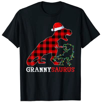 Chapeau de Père Noël lumineux à carreaux Rouge T-Shirt