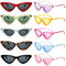 FSMILING 10 Stück Cateye Party Sonnenbrille Set Lustige Party Brille Bunt Neon Retro Katzenauge Sonnenbrille Pack Für Damen