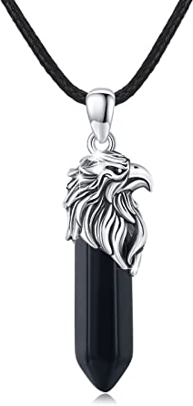 CUOKA MIRACLE 925 Sterling Silber Herren Schwarz Kristall Drache/Wolf Anhänger Halskette Gotisch Drachen Schmuck für Frauen Mädchen Männer Damen Junge (E)