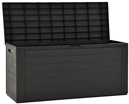 Keketa Gartentruhe Auflagenbox Garten Aufbewahrungsbox Kissenbox Gartenbox Gartenmöbel Gartenkasten Gartentruhe für Garten Terrasse Anthrazit 116x44x55 cm