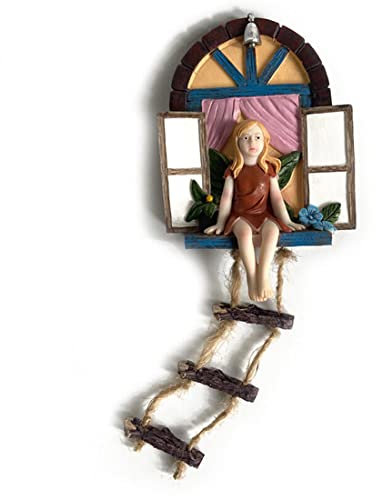 Romeeton Garden Fairy Tree Hugger Statue Window Door Home Wall Hanging Decor Fence Sculpture Yard Ornament Gift