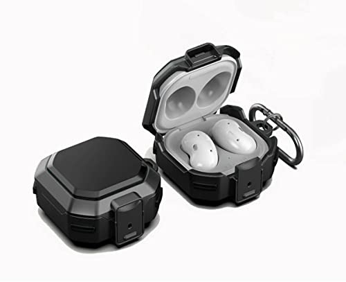 GOKEN Funda Carcasa para Samsung Galaxy Buds Live / Buds2 / Buds Pro / Buds2 Pro, con Gancho de Montañismo, Material TPU Suave y PC Duro, Resistente a Golpes y Diseño de Bloqueo Seguro, Negro