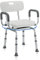 Yakimz Sgabello da doccia per senior, girevole a 360°, con schienale e bracciolo, regolabile in altezza, 40-48 cm, sgabello da bagno con piedini antiscivolo