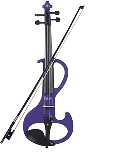 Violín eléctrico Profesional 4/4, Instrumento de Cuerda, violín eléctrico púrpura con Funda, Cable, Auriculares para Amantes de la música