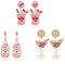 ANATTASOUL 3 Pairs Champagne Glass Earrings Martini Glass Earrings for Women Dangling Novelty Colorful Handmade Wine Glass Alcohol Goblet Beach Holiday Earrings Gifts Drink Studs Dangling Set Pack,