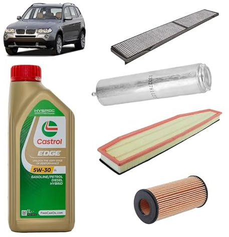Kit tagliando 4 filtri + 8L olio Edge 5W30 per BMW X3 E83 3.0d 3.5d 2003-2011