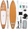 FunWater 10'6 & 11'6 Stand Up Paddle Board Multifunktionale Paddelboards mit Flossen, Knochleine, SUP Pump, Paddel, Sup-Rucksack, Für Aller Könnensstufen (11'6 WALNUSSHOLZ-Tiki GRAU)