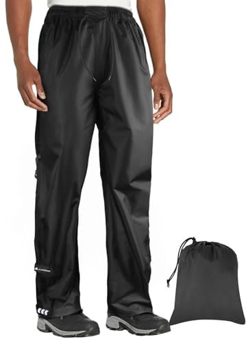 flintronic wasserdichte Regenhose für Herren, Fahrrad Wasserdicht Überziehhose, Leichte Regenhose Winddichte, Breathable, zum Wandern Camping