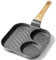 GiPP Non Stick Egg Pan, 3-Cup Granite Omelette Pan Skillet for Breakfast, Pancake Skillet with Heat-Resistant Handle, Compatible with All Stovetops, Easy to Clean, PFOA Free (Grey, 3-Hole)