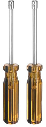 sourcing map 2pcs Metric Hex Nut Screwdriver 4mm Carbon Steel Ergonomic PVC Grip Non-Magnetic Socket Wrench Screwdriver Hand Tool for Automotive Maintenance Home Improvement.