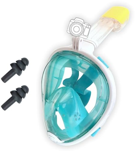 Shop SoftAir Maschera da snorkeling Emisferica integrale a 180° design per respirazione libera anti-appannamento cinghie regolabili per la testa adulti, ragazzi e bambini (VERDE L/XL)