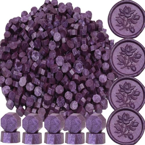 300 Stück Siegelwachs, lila Siegelwachs Perlen achteckiges Wachssiegel-Set für Einladungen, Karten, Umschläge, Weinpakete, Geschenkverpackungen (lila)