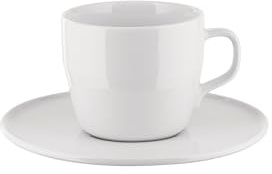 Alessi Itsumo NF07/78S - Set Bestehend aus Eine Tee-Obertasse und Untertasse für den Täglichen Gebrauch, Minimalistische Ästhetik, aus Weißem Porzellan, Durchmesser 16 cm, Weiß
