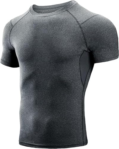 Niksa T-shirt de compression à manches courtes pour homme - Évacuation de l'humidité - Haut d'entraînement respirant pour gym, course à pied, cyclisme - Séchage rapide, soutien musculaire, ventilation