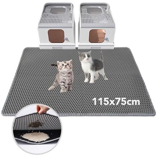 BomDa Katzenklo Matte, Katzenstreu Unterleger Waben Design Katzenklo Vorleger wasserdichte Doppelte Schichte Entwurf Bienenwabe Matte (115x75cm)