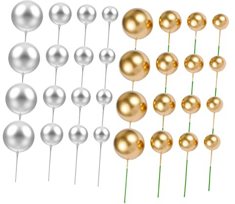 Toyvian 80 Pcs Cake Decoration Gold Decor Fairy Cupcake Toppers Gold Balls for Birthday Decorations Birthday Cup Toppers Toppers for s Foam