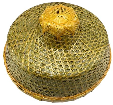Scnvsi Sombrero de bambú de Paja de Estilo Chino Sombrero Oriental Sombrero de Pesca de Granjero Transpirable Sombrilla a Prueba de Lluvia para Actividades al Aire Libre
