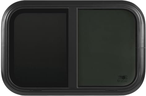 Vetro Scorrevole Anti-Angolo per Camper, Finestra Scorrevole Temperata Nera 4 Mm con Rete Anti-Insetti, per Roulotte Casa Mobile, Resistente (Per spessore della parete:
