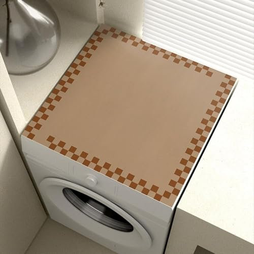 Tapete antipolvo for lavadora: tapete superior de PVC fácil de limpiar, antideslizante, for lavadoras, secadoras, cocinas y baños(Brown,50x50cm)