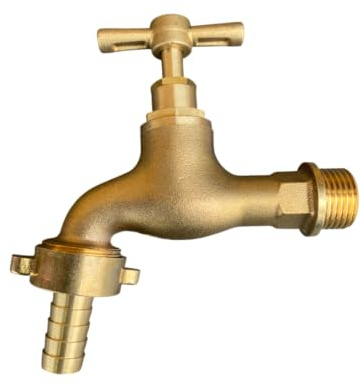 Solid Brass Outdoor Garden Tap, 1/2 BSP or 3/4 bsp Thread, for Watering/Irrigation (1/2 bsp Inlet)