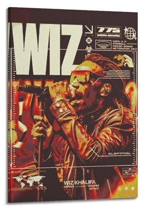 Wiz Khalifa Druck Album Cover signiert limitiertes Poster, Musikcover-Poster, Pop-Hip-Hop-Rap-Sänger-Star, Musikposter, ästhetische Leinwand, Wandkunst für Mädchen und Jungen, Teenager,