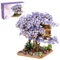 Cherry Blossom House House Plastic Bonsaï Arbre assemblé Mignon Flower Tree DIY Mini Les Blocs de Construction Ensembles pour Adultes, 14+ Adolescents (sans lumière) Violet