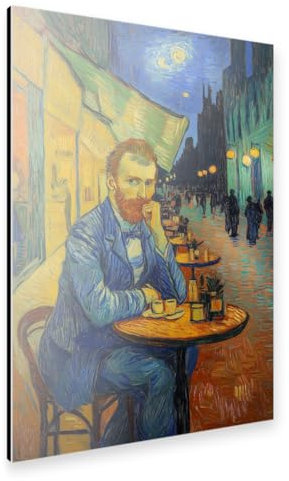 artboxONE Alu-Print 120x80 cm Vincent im Caféterrasse von Künstler Carina