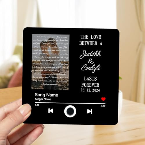 SweetJECCU Custom Music Fridge Magnet Lyrics Photo Music Wall Sticker, Personalized Player with Photo Song, Style 6