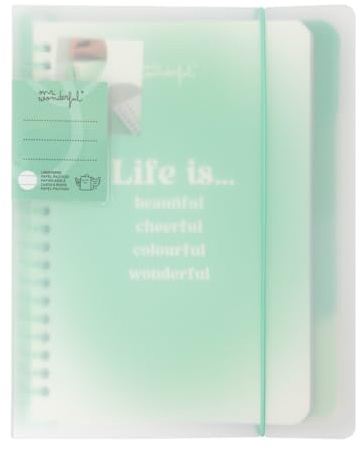 Mr. Wonderful - A5 Transparentes Notizbuch - Life is beautiful, cheerful, colourful, wonderful - A5 Notizbuch mit durchscheinendem Kunststoffeinband