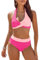 AI'MAGE Damen Bikini Set Sexy Triangel Badeanzug Strand Ties Zweiteiliger Bademode Bikinihose Swimsuit, Hellrosa, XL