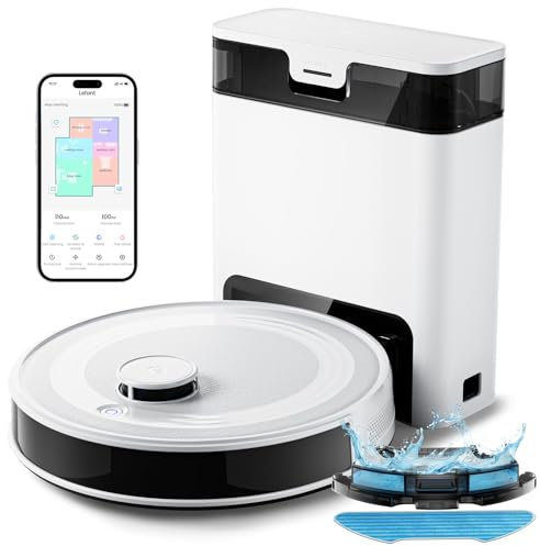 LEFANT Saugroboter mit Wischfunktion M2S Pro, Staubsauger Roboter mit Automatischer Staubentleerung, LiDAR-Navigation Mapping, 10000 Pa, APP/Alexa Steuerung, Roboterstaubsauger für Teppiche Tierhaare