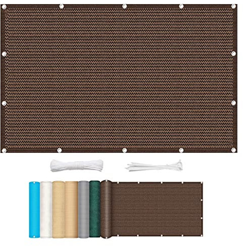 Grande tenda da sole da 1,8 x 7,5 m con blocco UV al 95%, resistente agli strappi, per esterni, giardino, patio, parasole con attacco per tenda, ideale per feste in cortile, colore marrone