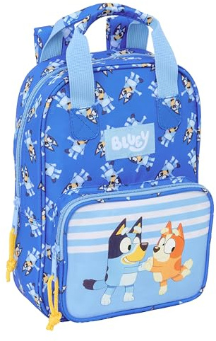 safta Blue Let's Play Kinderrucksack, anpassbar mit Griffen, recycelbarer Stoff, ideal für Kinder verschiedener Altersgruppen, bequem und vielseitig, Qualität und Widerstandsfähigkeit, 20 x 8 x 28 cm