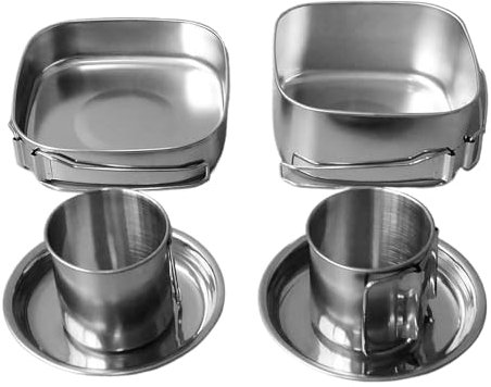 Set De Cocina De Camping De Acero Inoxidable | Juego de Menaje de Cocina de Acero Inoxidable,6 Piezas Portátil para Senderismo Montañismo Pícnic Interiores