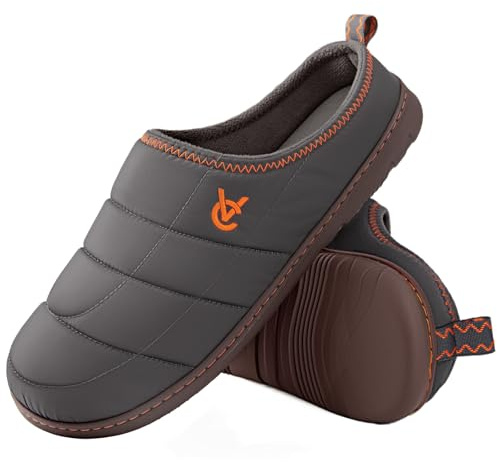 VeraCosy Mens Quilted Slip on Slippers with Anti Skid Outsole for Outdoor | comfy,warm,indoor,outdoor,non-slip,soft,memory foam,supportive,lightweight,travel-friendly,bedroom,garden,home,birthday gift